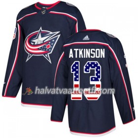 Miesten NHL Blue Jackets Pelipaita Cam Atkinson 13 Adidas 2017-2018 MarineSininen USA Flag Fashion Authentic